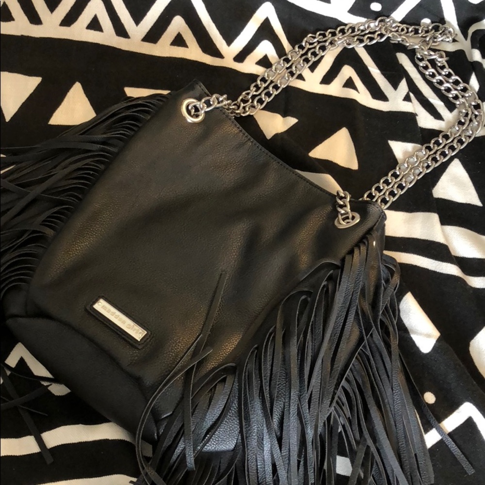Madden Girl fringe black leather bag